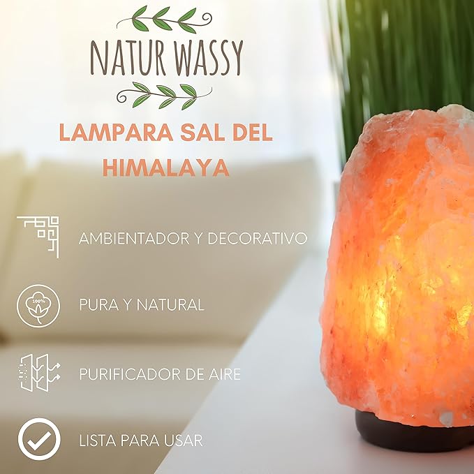 Lampara De Sal Del Himalaya Base De Madera, (2 a 4 KG)